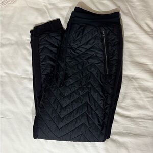 Black Quilted Joggers with Zipper Pocket